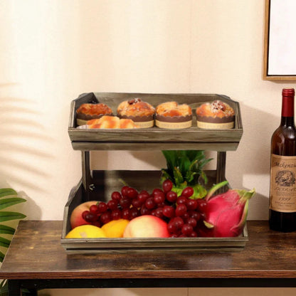 2-Tier Fruit Basket Kitchen Storage - Side View