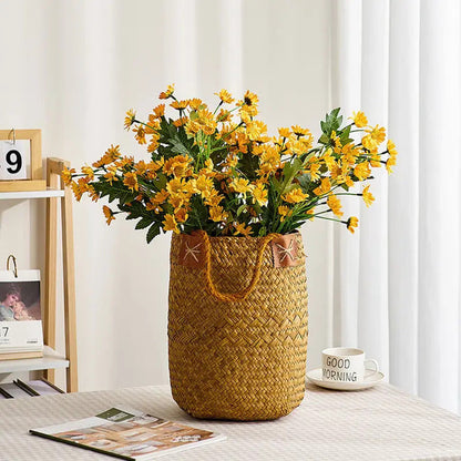 Woven Rattan Flower Basket Handheld Storag - Front View