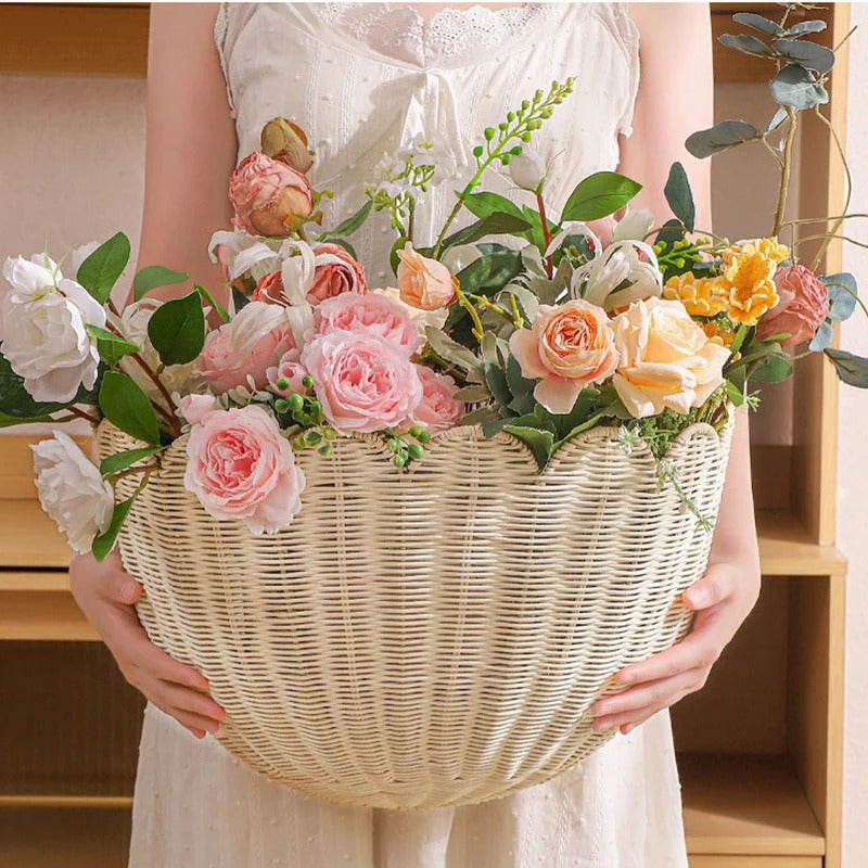 Natural Rattan Handwoven Wall Hanging Basket Storage Organizer