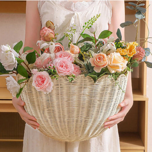 Natural Rattan Handwoven Wall Hanging Basket Storage Organizer