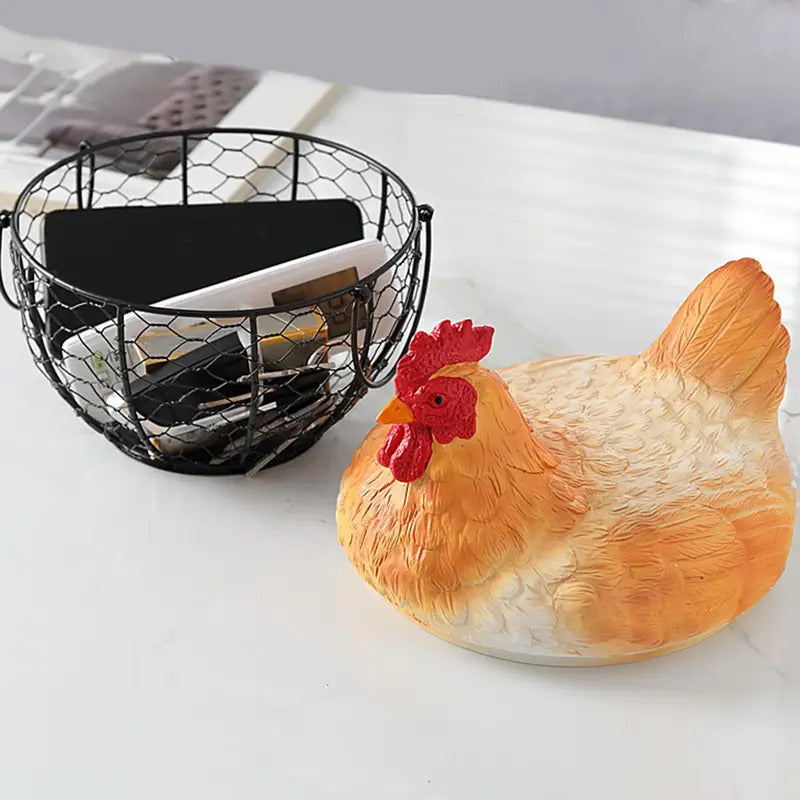 Vintage Metal Organizer Egg Gathering Basket - Top View