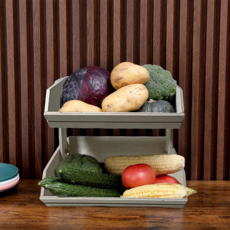 2-Tier Fruit Basket Kitchen Storage - Top View