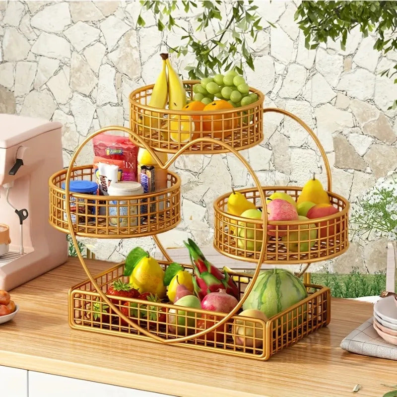 3 Tier Heart-shaped Fruit Basket - Side View