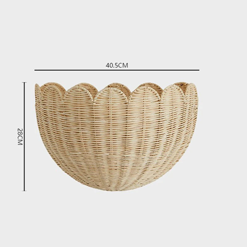 Natural Rattan Handwoven Wall Hanging Basket Storage Organizer - In Use