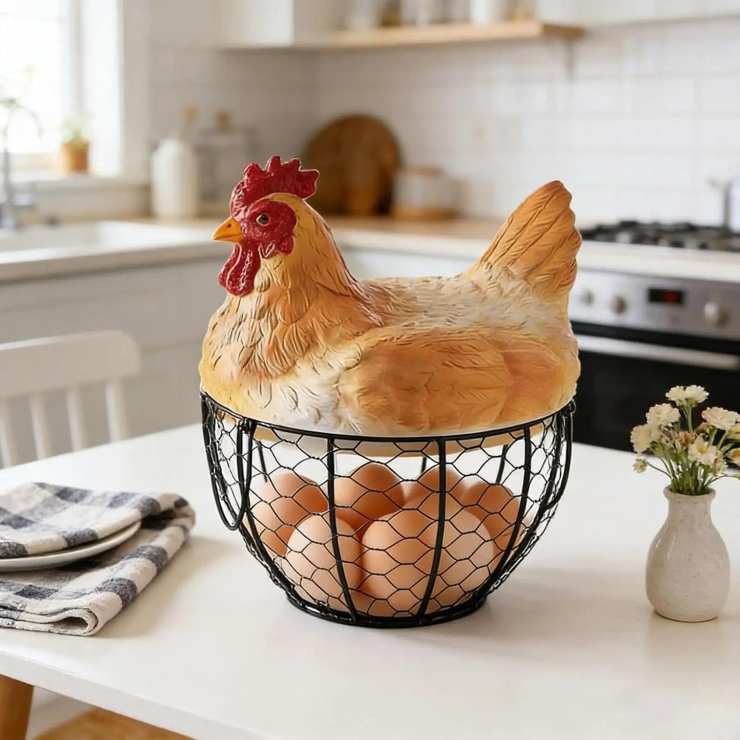 Vintage Metal Organizer Egg Gathering Basket - Additional View