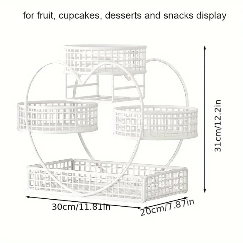 3 Tier Heart-shaped Fruit Basket - Top View