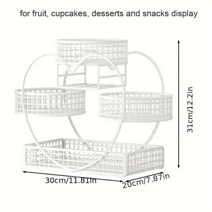 3 Tier Heart-shaped Fruit Basket - Top View