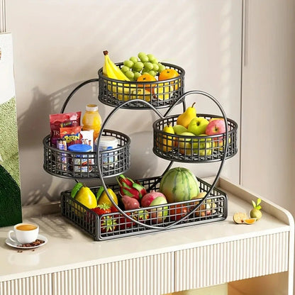 3 Tier Heart-shaped Fruit Basket - Front View